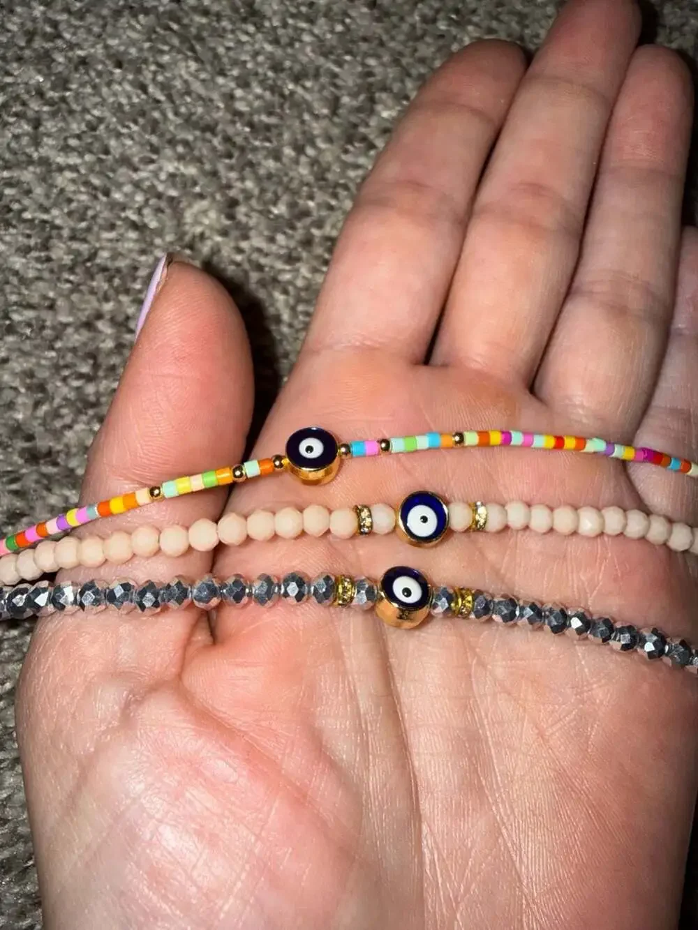 Evil Eye Seed Bead Bracelet Set of 3